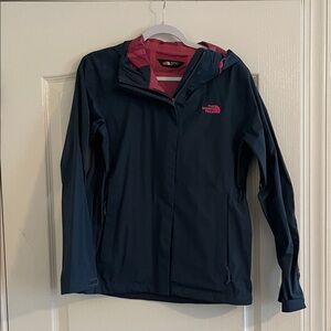 The North Face Women's Dark Blue and Pink Ski Jacket/Rain Jacket